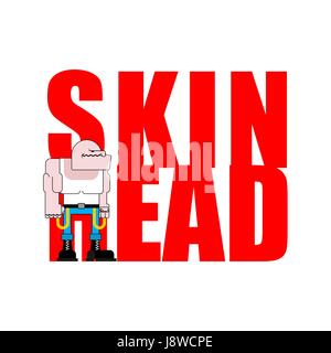 Skinhead isolati. Football hooligan. Arrabbiato bad bully Illustrazione Vettoriale