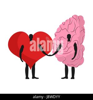 Il cervello e il cuore degli amici. Amicizia Amore e ragione Illustrazione Vettoriale