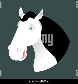 White Horse Head. Museruola hoss isolati su sfondo bianco Illustrazione Vettoriale