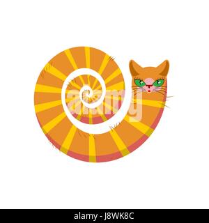 Cat favoloso isolato. lunga coda di Pet su sfondo bianco Illustrazione Vettoriale