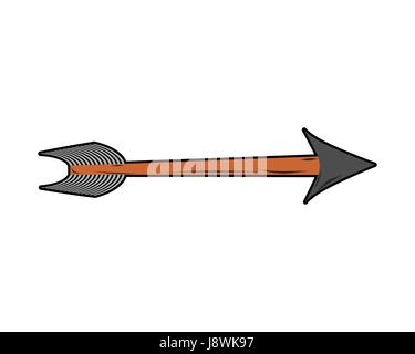 Freccia isolato di prua. Dart in legno con una punta di ferro Illustrazione Vettoriale