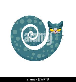 Cat favoloso isolato. lunga coda di Pet su sfondo bianco Illustrazione Vettoriale