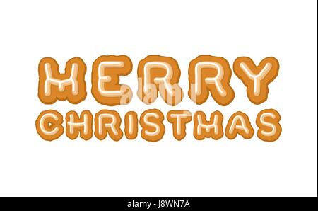 Merry Christmas gingerbread tipografia. Lettering Logo i cookie per le vacanze Illustrazione Vettoriale