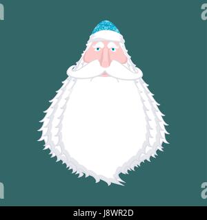 Ded Moroz- russo Babbo Natale. Santa della Russia - padre Frost. Natale uomo vecchio nel tappo blu. Nuovo anno fiaba carattere. Modello di natale Illustrazione Vettoriale