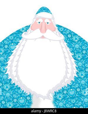 Il russo Babbo natale di Padre Frost. Ded Moroz- Santa della Russia. Natale uomo vecchio nazionale in tuta blu. Nuovo anno fiaba carattere. Modello di natale Illustrazione Vettoriale