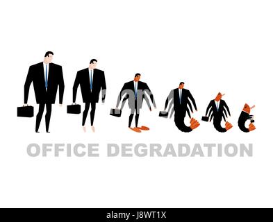 Office degradazione. Manager si trasforma in office plancton. L'uomo trasforma in gamberetti. Crostacei marini in abito scuro. Illustrazione di business Illustrazione Vettoriale