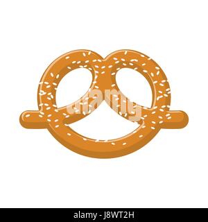 Pretzel con semi di sesamo isolato. Nazionale tedesco di cibo. Snack per la birra in Germania Illustrazione Vettoriale