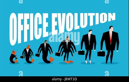 Evoluzione di Office. Office plancton si trasforma in risalto. Gamberi in sviluppo umano. Da manager a Director. Crostacei marini in business suit. Busines Illustrazione Vettoriale