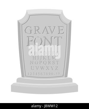 Dato il tipo di carattere. Antica scolpita sulla pietra tombale di ABC. Tomba di alfabeto. Serie di lettere da scrivere sulla pietra tombale Illustrazione Vettoriale