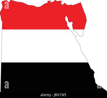 Mappa di Egitto con una bandiera ufficiale. Immagine su sfondo bianco Illustrazione Vettoriale