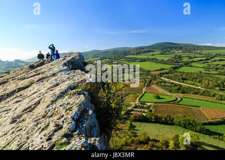 Francia, Saône et Loire, Solutre Pouilly, vista dalla sommità della roccia Solutre Foto Stock