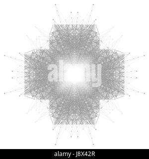 Astratta geometrica forma rotonda con linea collegata a punti e. Composizione grafica per la medicina, la scienza, la tecnologia , chimica. Illustrazione Vettoriale Illustrazione Vettoriale