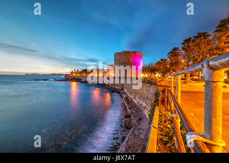 Tramonto nel litorale di Alghero, Sardegna Foto Stock