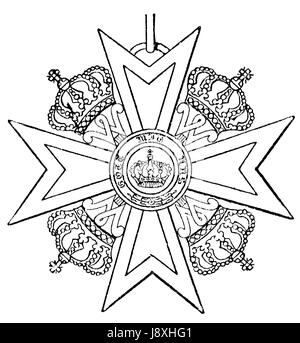 Croce, Prussiani, la Prussia, merito, unito, corona, ordine, emblema, croce, nero, Foto Stock