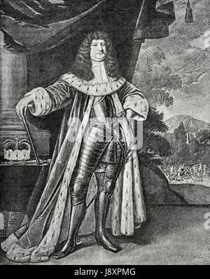 Frederich William (1620-1688). Elettore di Brandeburgo e duca di Prusia. Ritratto. Incisione. "Historia universale", 1885. Foto Stock