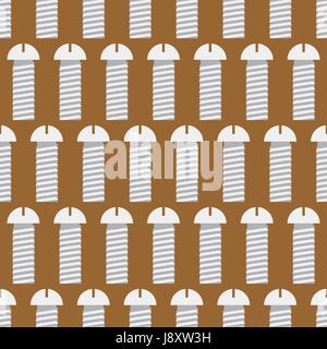 Bulloni seamless pattern. Elementi di fissaggio in ferro sfondo vettoriale. Bullone in metallo. Illustrazione Vettoriale