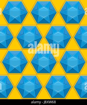 Gem Sapphire seamless pattern. Sfondo vettoriale delle gemme blu. Illustrazione Vettoriale