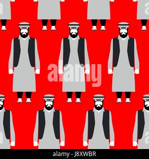 I rifugiati seamless pattern. Triste la gente su sfondo rosso. La Folla di emigranti siriano fuga dalla sanguinosa guerra Illustrazione Vettoriale