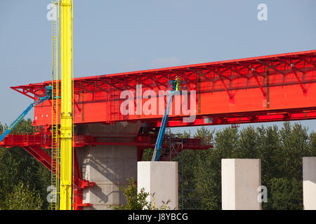 Costruzione del cavalcavia di Merseyside ponte Gateway Foto Stock