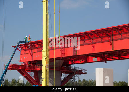 Costruzione del cavalcavia di Merseyside ponte Gateway Foto Stock