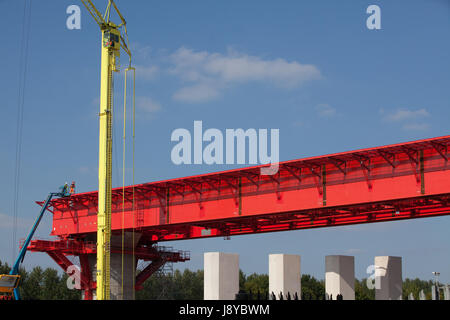 Costruzione del cavalcavia di Merseyside ponte Gateway Foto Stock