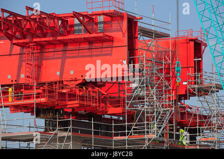 Costruzione del cavalcavia di Merseyside ponte Gateway Foto Stock