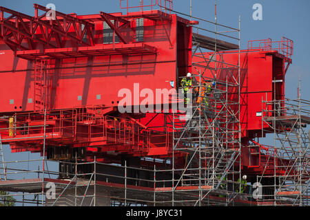 Costruzione del cavalcavia di Merseyside ponte Gateway Foto Stock