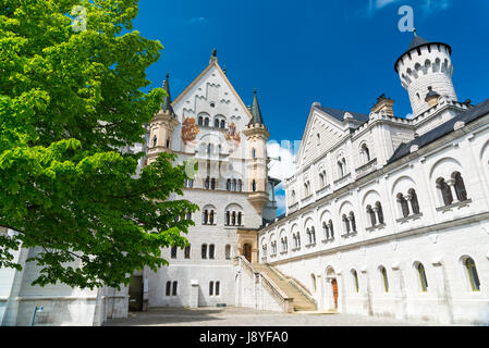 Il Castello di Neuschwanstein. Xix secolo Revival Romanico Palace nel sud-ovest della Baviera, Germania. Foto Stock