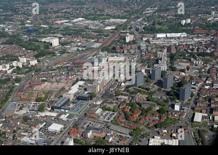 Vista aerea di Stockport Town Center, Greater Manchester Foto Stock