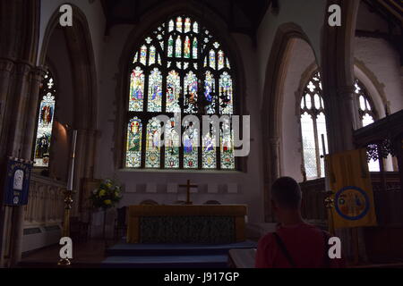 Castello di segale, Chiesa e Camber Sands Foto Stock