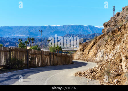 Deserto Tabernas, una delle più esclusive deserti del mondo. L'unico deserto europeo e uno dei famosi punti di riferimento in Spagna. Andalusia, provincia o Foto Stock