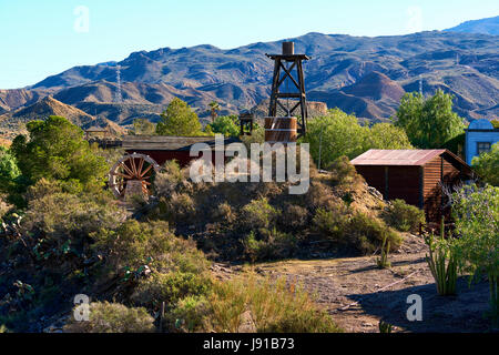 Mini di Hollywood o Oasys, è un Western spagnolo-stile theme park, situato vicino alla città di Tabernas nella provincia di Almeria, Andalusia. Foto Stock