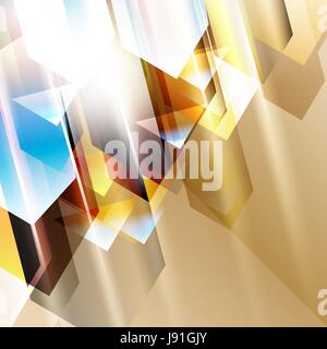 Geometrica astratta gemme e cristalli incandescente sfondo con la formazione di scintille e splendente linee. Illustrazione Vettoriale
