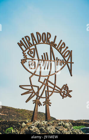 Lanzarote, Spagna, 31 marzo 2017: ingresso segno al Mirador del Rio Lanzarote, Spagna Foto Stock