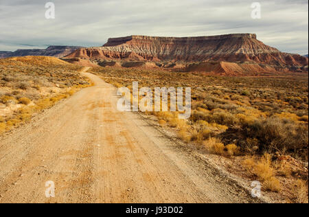 Nord America; Stati Uniti; Utah; San Giorgio area; LaVerkin; deserto; strade del deserto; Dawn. Foto Stock