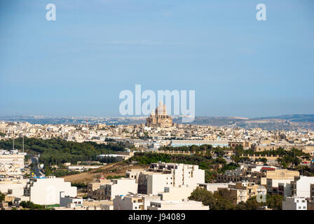 Vista su Victoria, Rabat, la città più grande dell'isola di Gozo, Malta Foto Stock