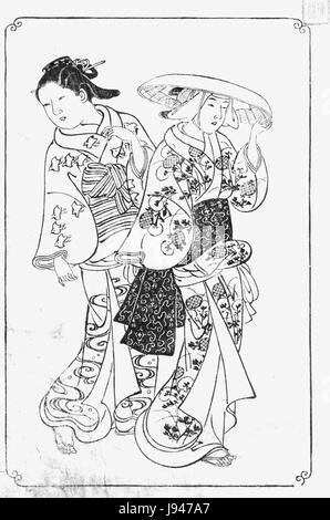 Nishikawa Sukenobu, 1739, Ehon Asakayama,2 gris Foto Stock