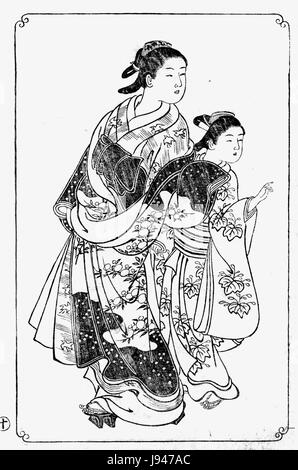 Nishikawa Sukenobu, 1739, Ehon Asakayama,21 gris Foto Stock