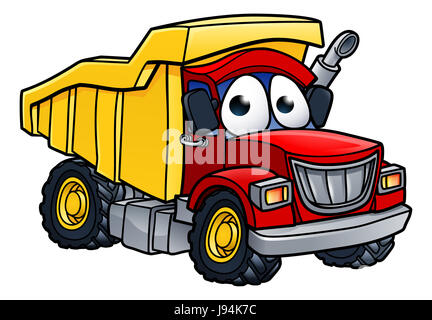 Personaggio dei fumetti dump ribaltabile autocarro autocarro costruzione illustrazione del veicolo Foto Stock