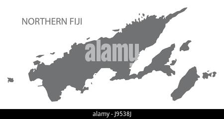 Northern nelle isole Fiji mappa illustrazione grigio silhouette Illustrazione Vettoriale