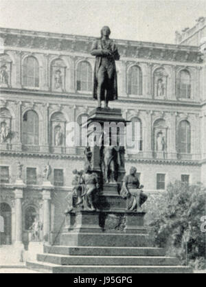 Lo Schillerdenkmal di Vienna è un monumento dedicato a Friedrich Schiller, il famoso poeta e drammaturgo tedesco. Situato nel Burggarten, onora i suoi contributi alla letteratura e alla cultura tedesca durante la fine del XVIII e l'inizio del XIX secolo. Foto Stock