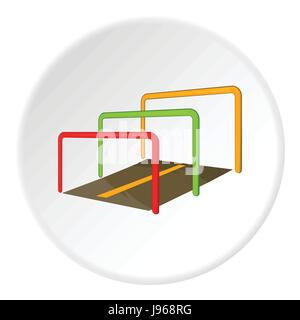 Esecuzione con ostacoli icona, stile cartoon Illustrazione Vettoriale