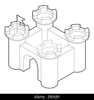 Icona del castello in stile contorno Illustrazione Vettoriale