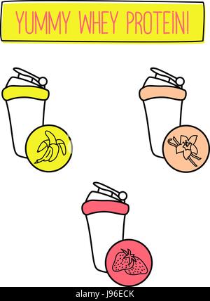 Proteina di siero di latte di scarabocchi scuote Illustrazione Vettoriale
