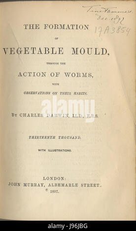 Voorblad van het boek 'la formazione di muffa di origine vegetale, attraverso l'azione del worm' Foto Stock