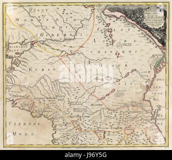 Questa mappa dell'Impero russo del 1745, stampata in latino, offre una panoramica dettagliata dei vasti territori e dei confini politici dell'empireâ durante il XVIII secolo. Foto Stock