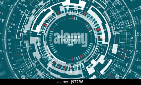 Abstract tecnologico futuristico vettore di fondo. La sicurezza del ciberspazio. I dati elettronici collegare. Sistema globale di comunicazione Illustrazione Vettoriale