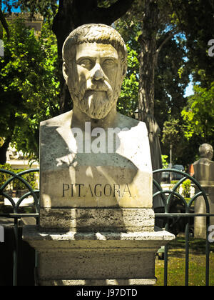 Busto scultura di Pitagora di Samo Foto Stock
