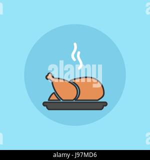 Pollo fritto semplice piatto illustrazione vettoriale icona. Illustrazione Vettoriale