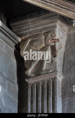 Francia, Saône et Loire, Autun,Cattedrale di Saint Lazare, capitale, il diavolo e il serpente Foto Stock